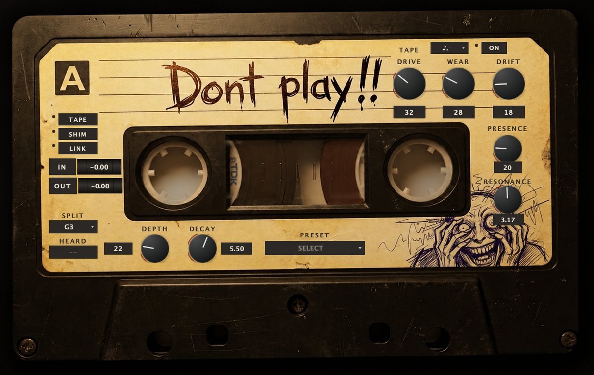 The Cursed Tape interface, an aged cassette covered in knobs