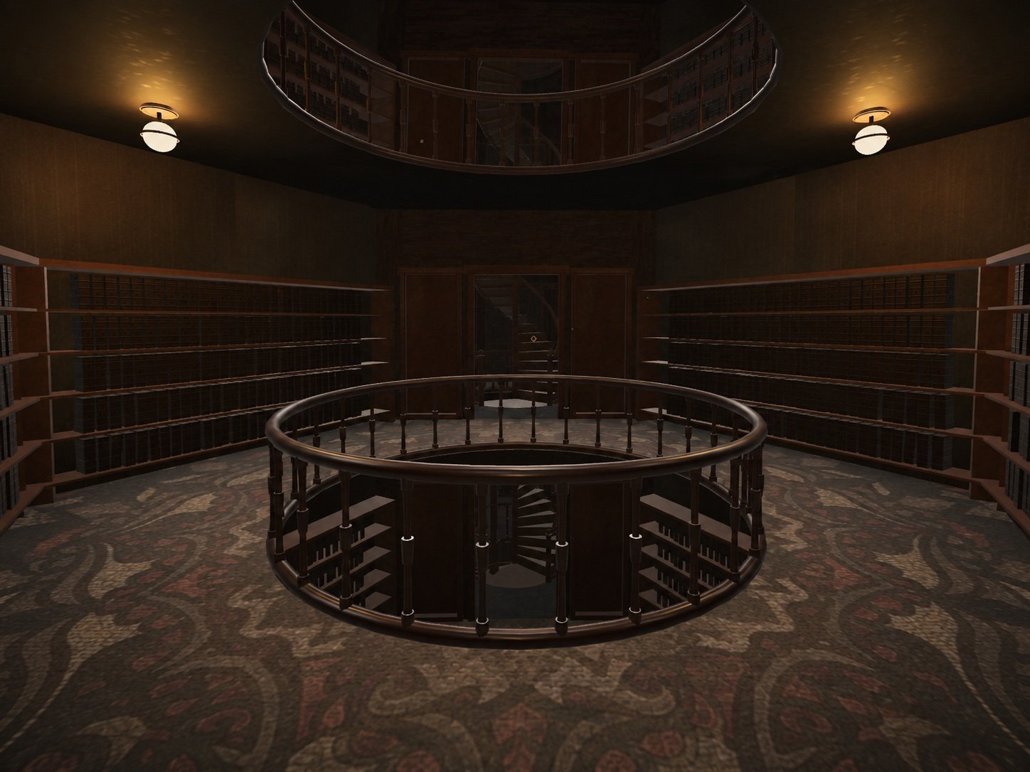 A spiral staircase inside the infinite Library